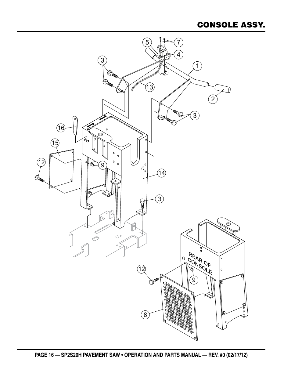 Console assy | Multiquip SP2S20H User Manual | Page 16 / 40