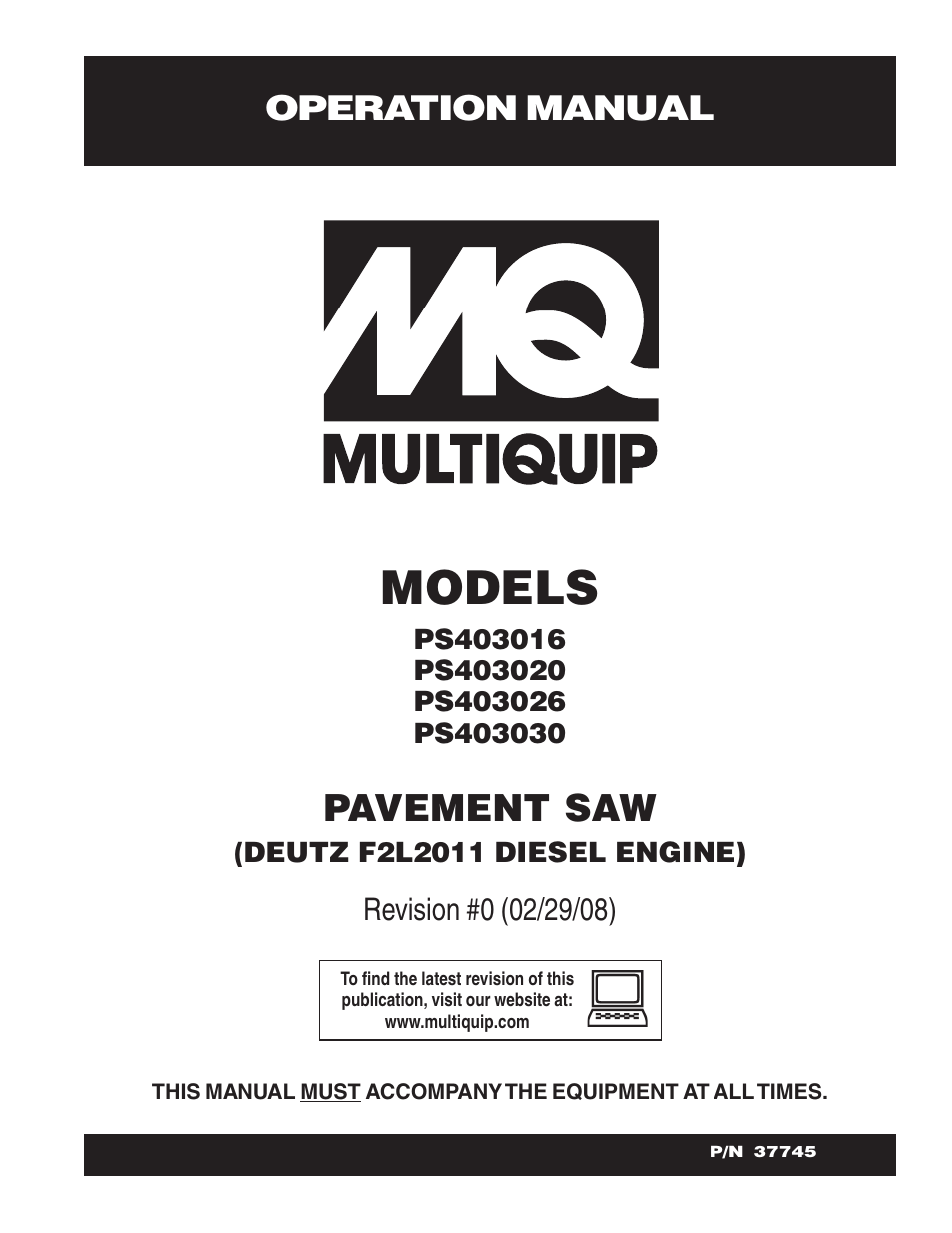 Multiquip PS403030 User Manual | 62 pages