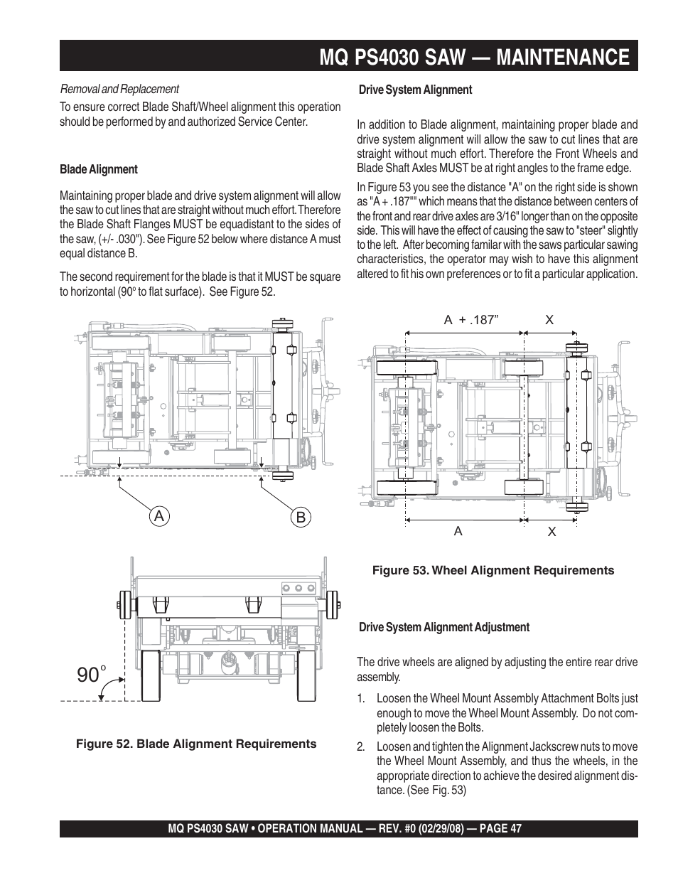 Mq ps4030 saw — maintenance | Multiquip PS403030 User Manual | Page 47 / 62