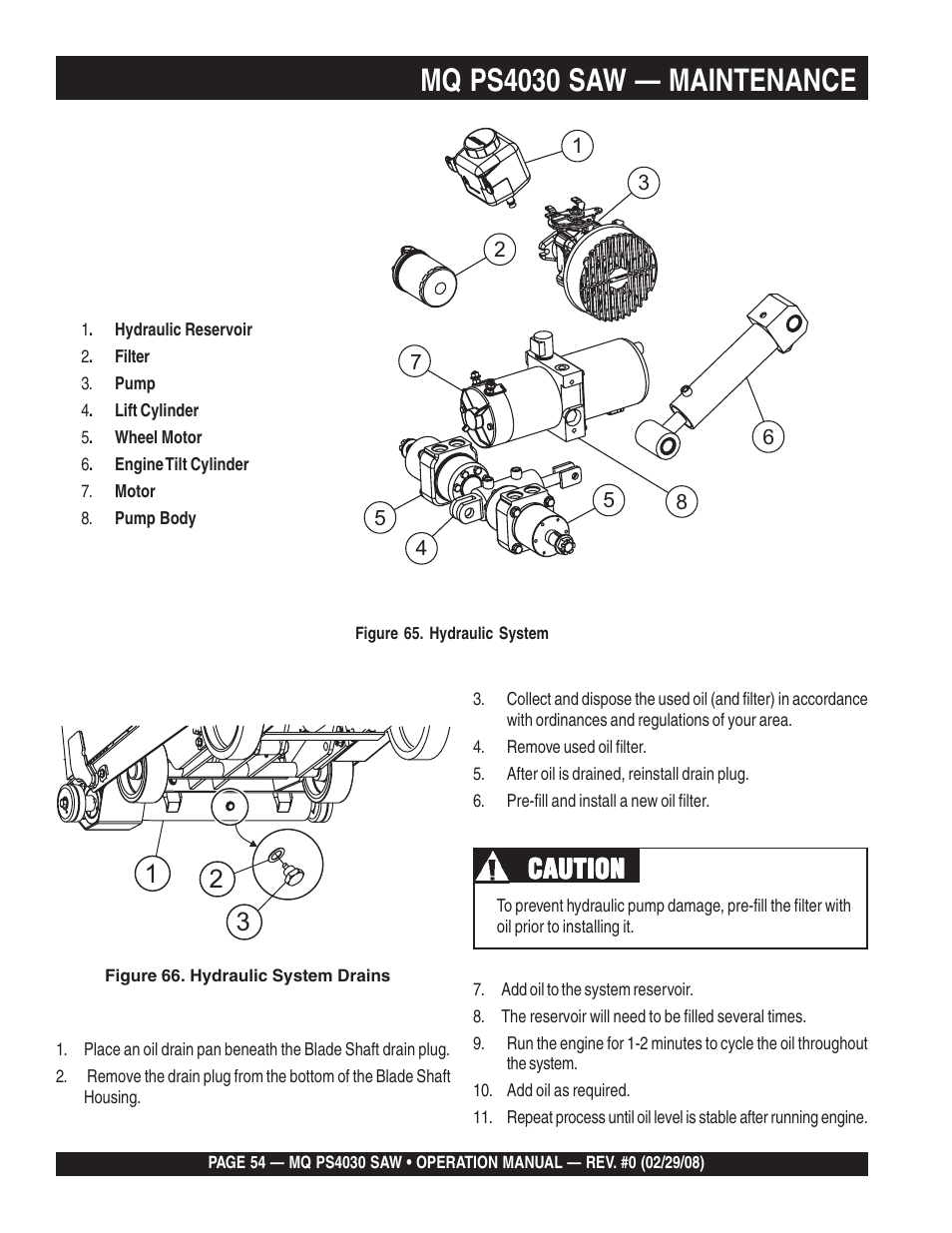 Mq ps4030 saw — maintenance, Caution | Multiquip PS403030 User Manual | Page 54 / 62