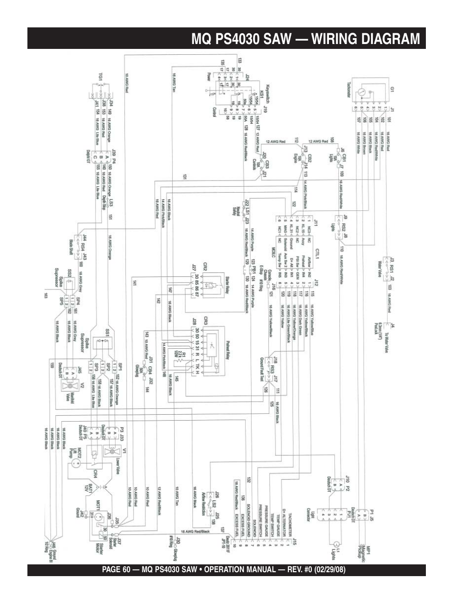 Mq ps4030 saw — wiring diagram | Multiquip PS403030 User Manual | Page 60 / 62