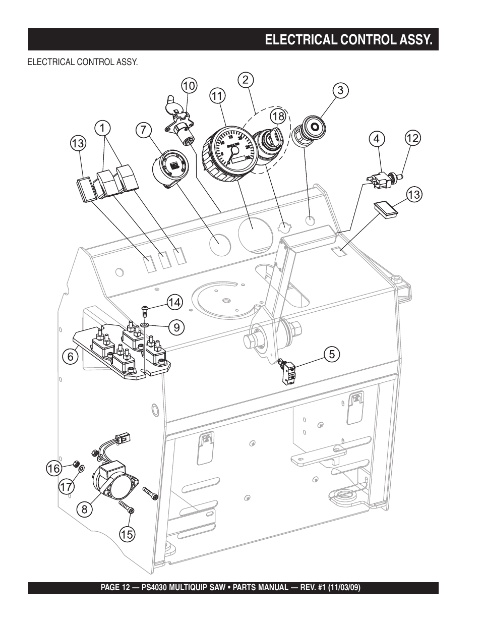 Electrical control assy | Multiquip PS403030 User Manual | Page 12 / 66