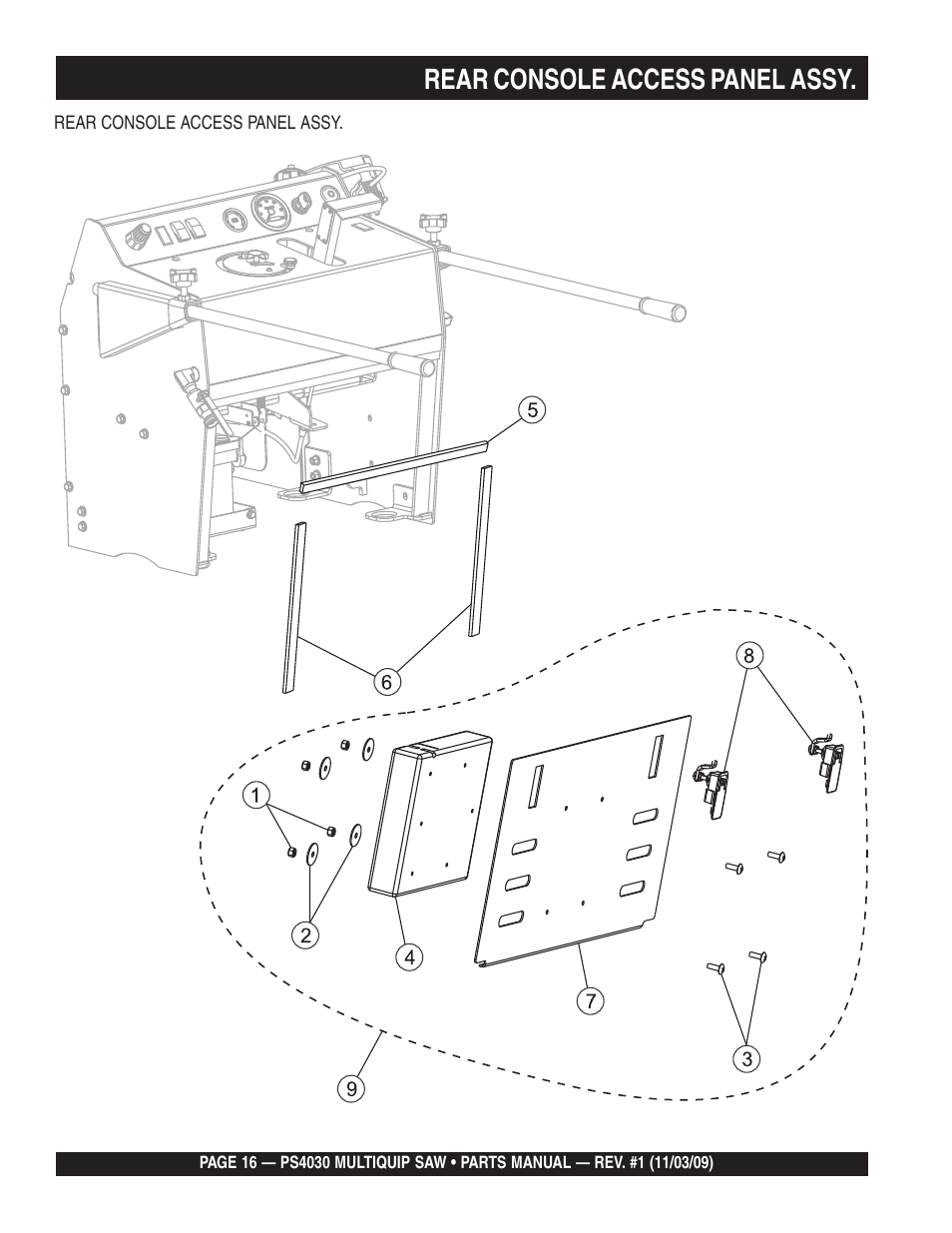 Rear console access panel assy | Multiquip PS403030 User Manual | Page 16 / 66