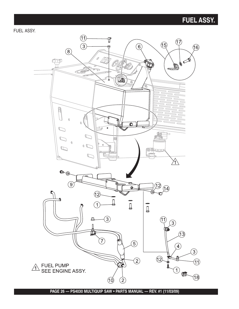 Fuel assy | Multiquip PS403030 User Manual | Page 26 / 66