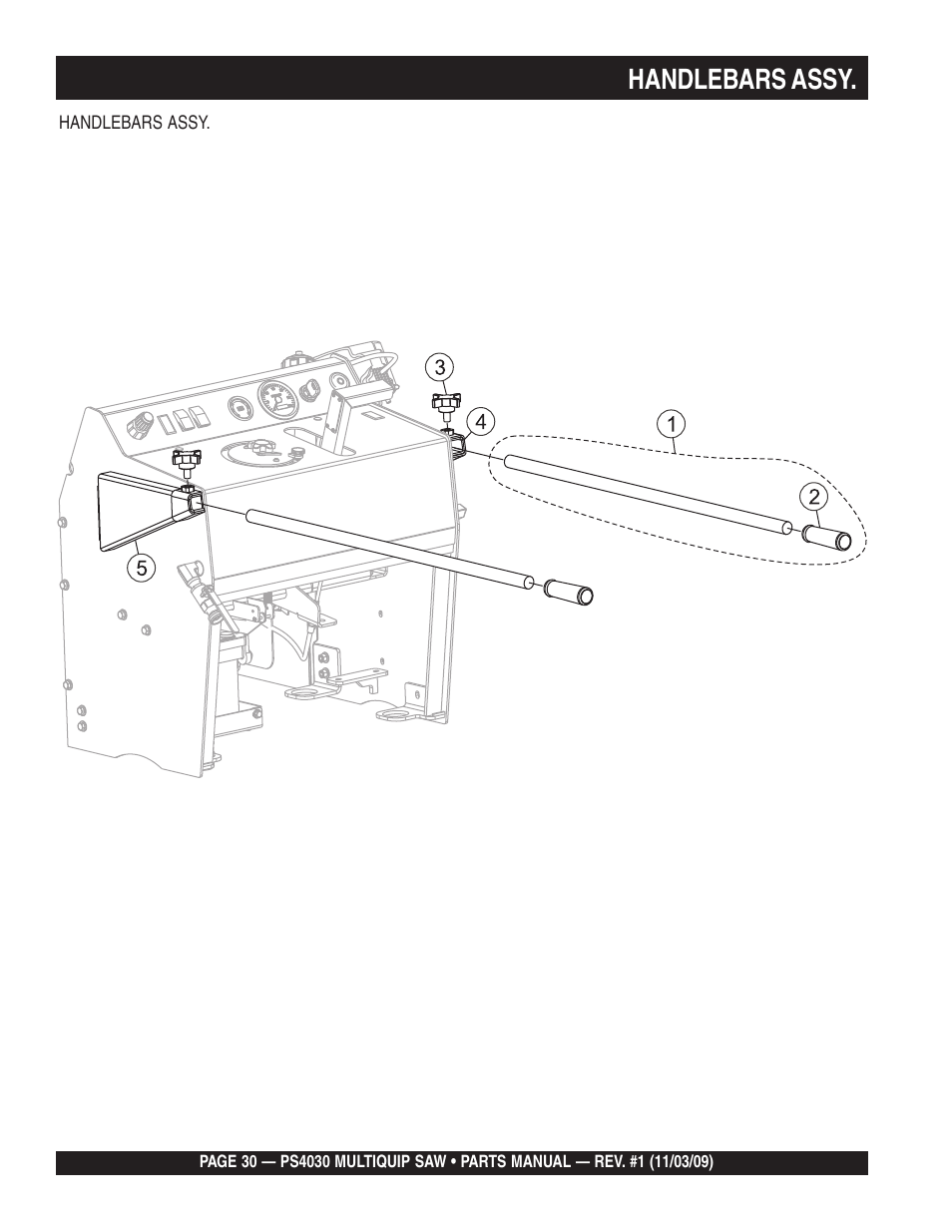 Handlebars assy | Multiquip PS403030 User Manual | Page 30 / 66