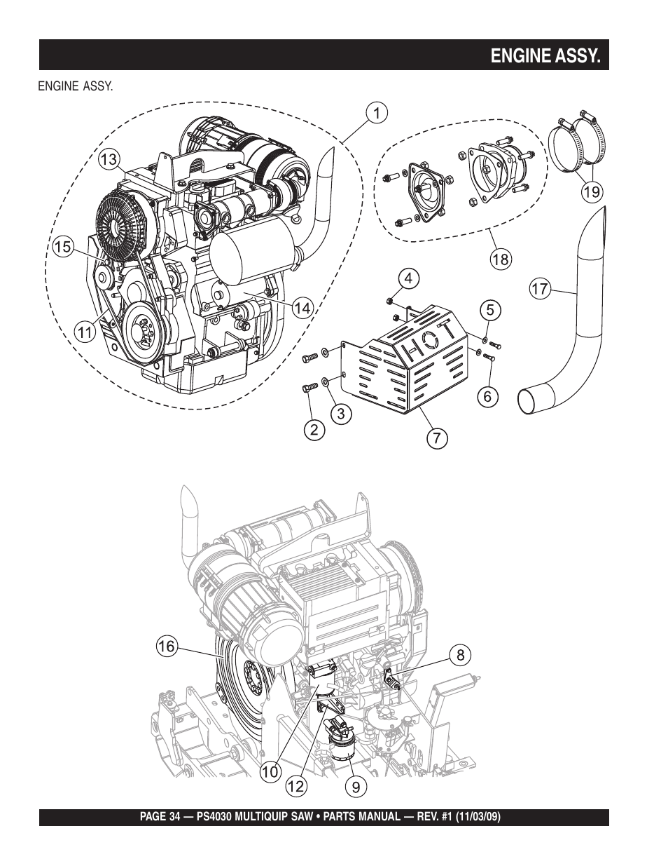 Engine assy | Multiquip PS403030 User Manual | Page 34 / 66