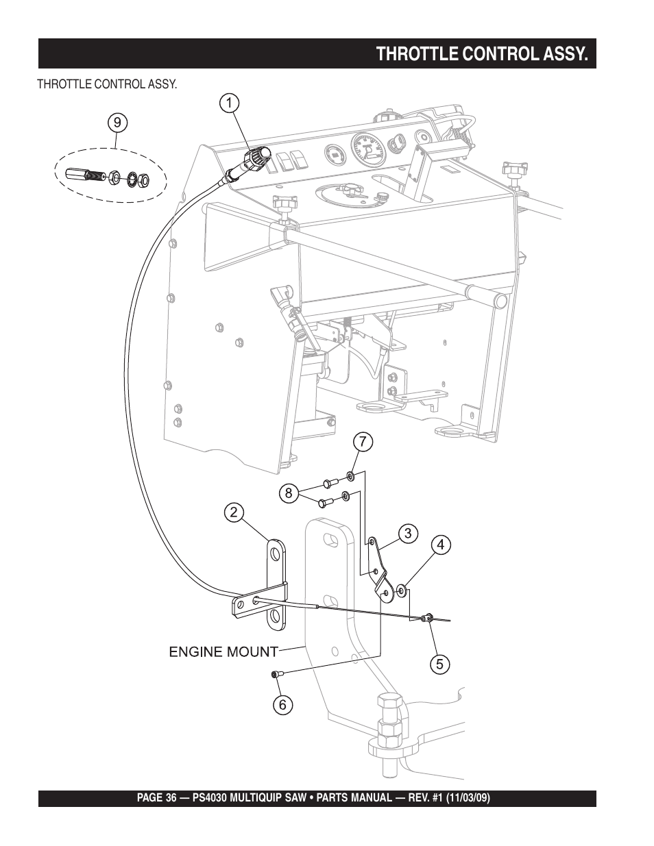 Throttle control assy | Multiquip PS403030 User Manual | Page 36 / 66