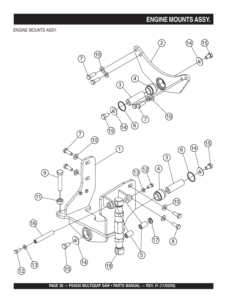 Engine mounts assy | Multiquip PS403030 User Manual | Page 38 / 66