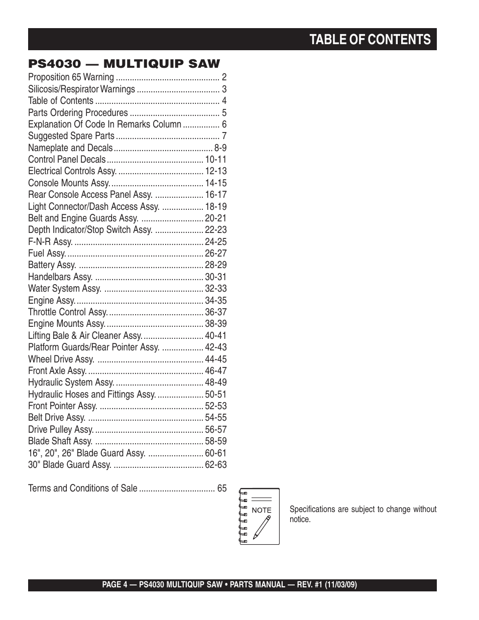 Multiquip PS403030 User Manual | Page 4 / 66