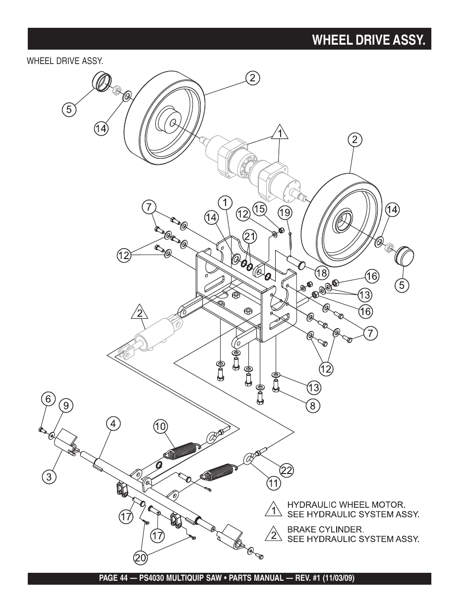 Wheel drive assy | Multiquip PS403030 User Manual | Page 44 / 66