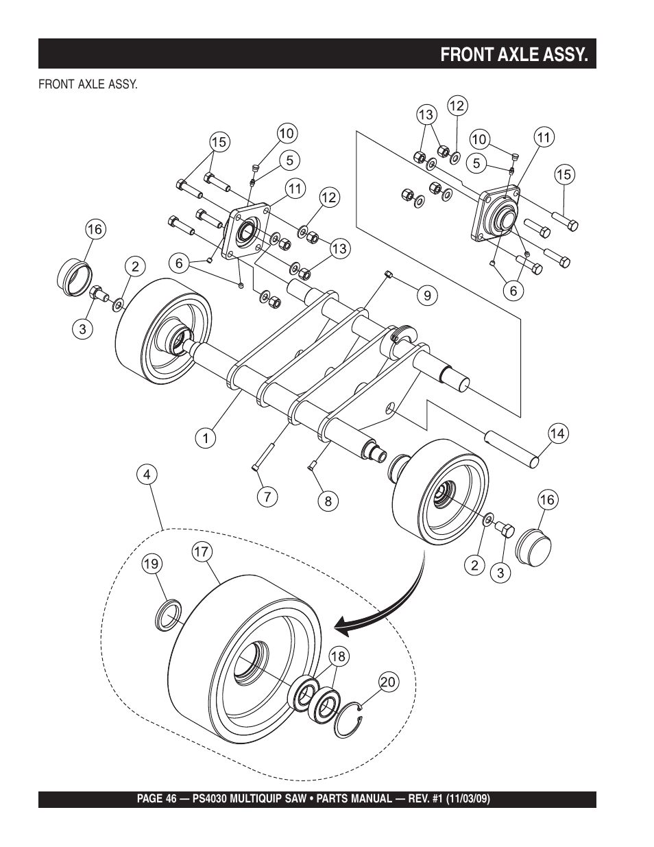 Front axle assy | Multiquip PS403030 User Manual | Page 46 / 66