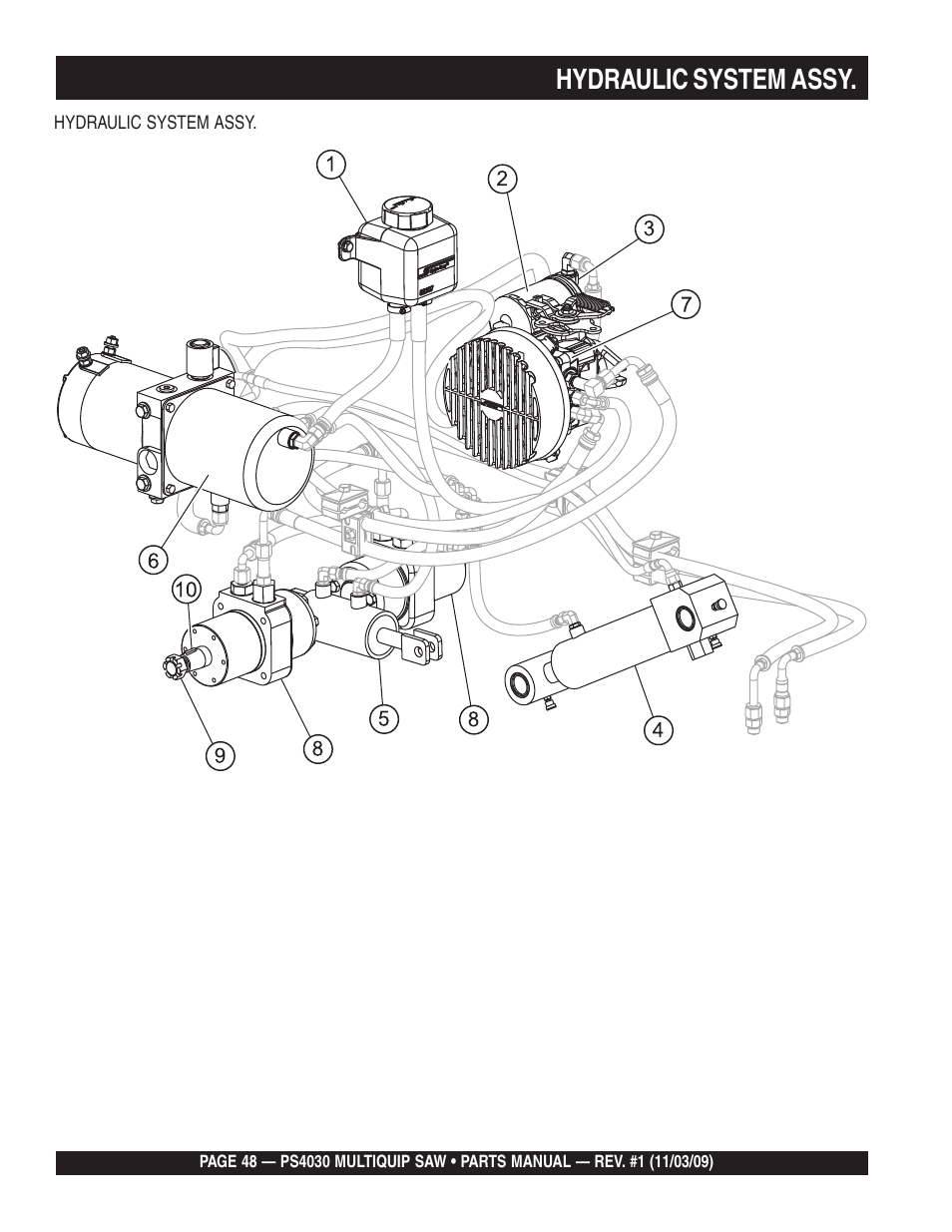Hydraulic system assy | Multiquip PS403030 User Manual | Page 48 / 66