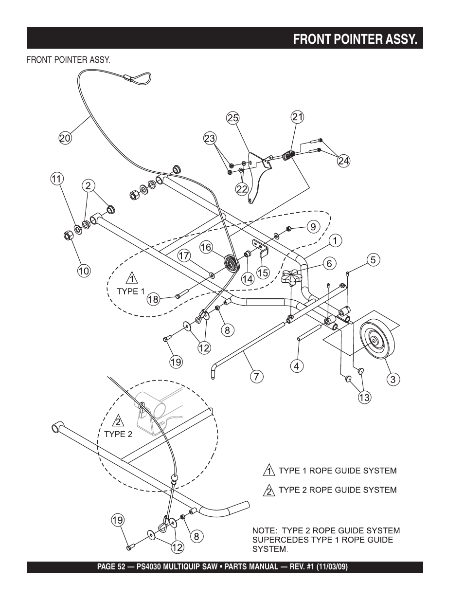 Front pointer assy | Multiquip PS403030 User Manual | Page 52 / 66