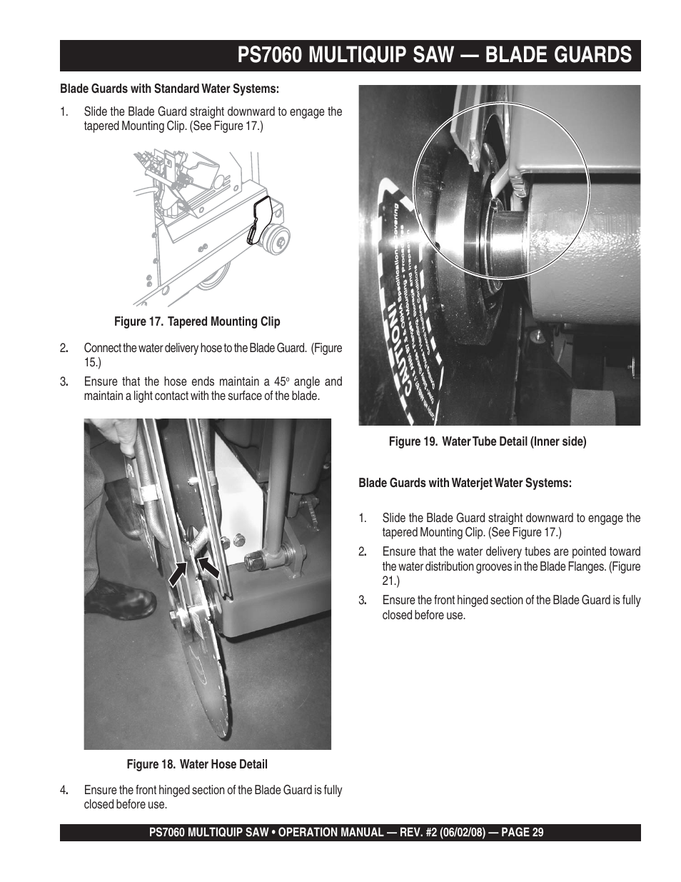 Ps7060 multiquip saw — blade guards | Multiquip PS706036 User Manual | Page 29 / 66