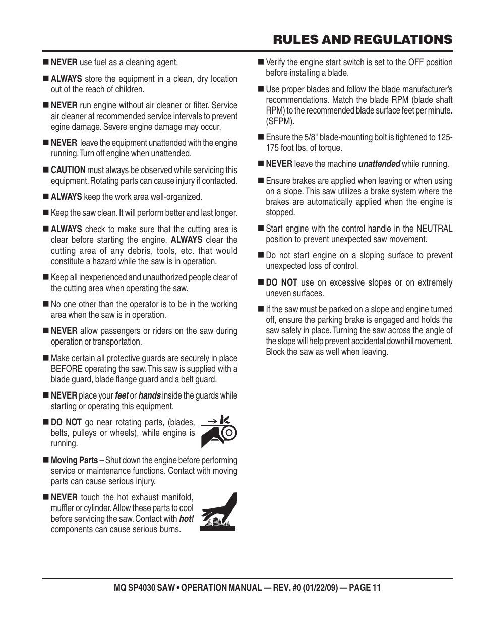 Rules and regulations | Multiquip SP403030 User Manual | Page 11 / 60