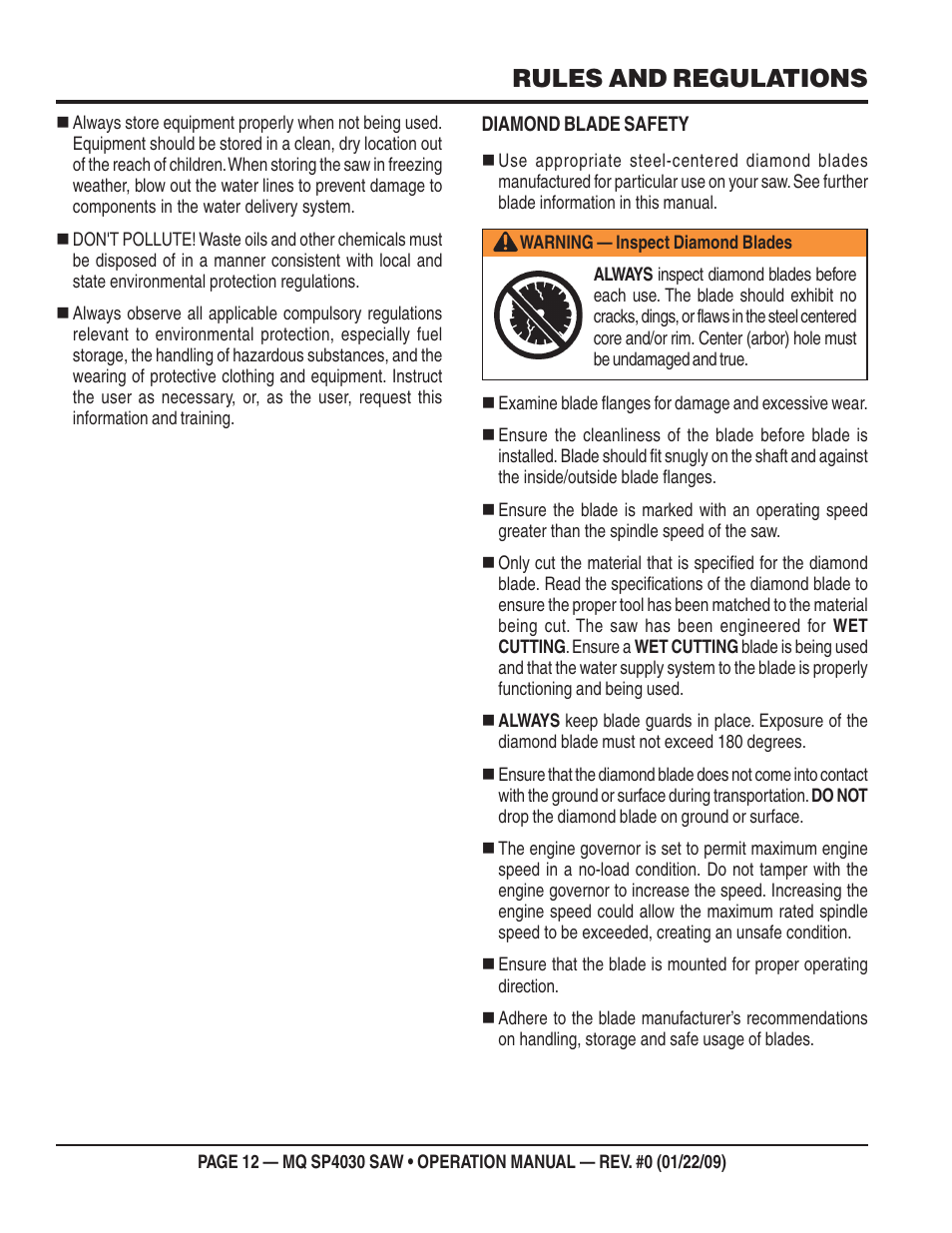 Rules and regulations | Multiquip SP403030 User Manual | Page 12 / 60