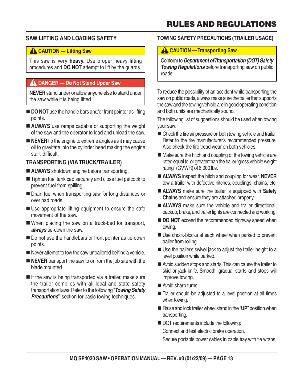 Rules and regulations | Multiquip SP403030 User Manual | Page 13 / 60