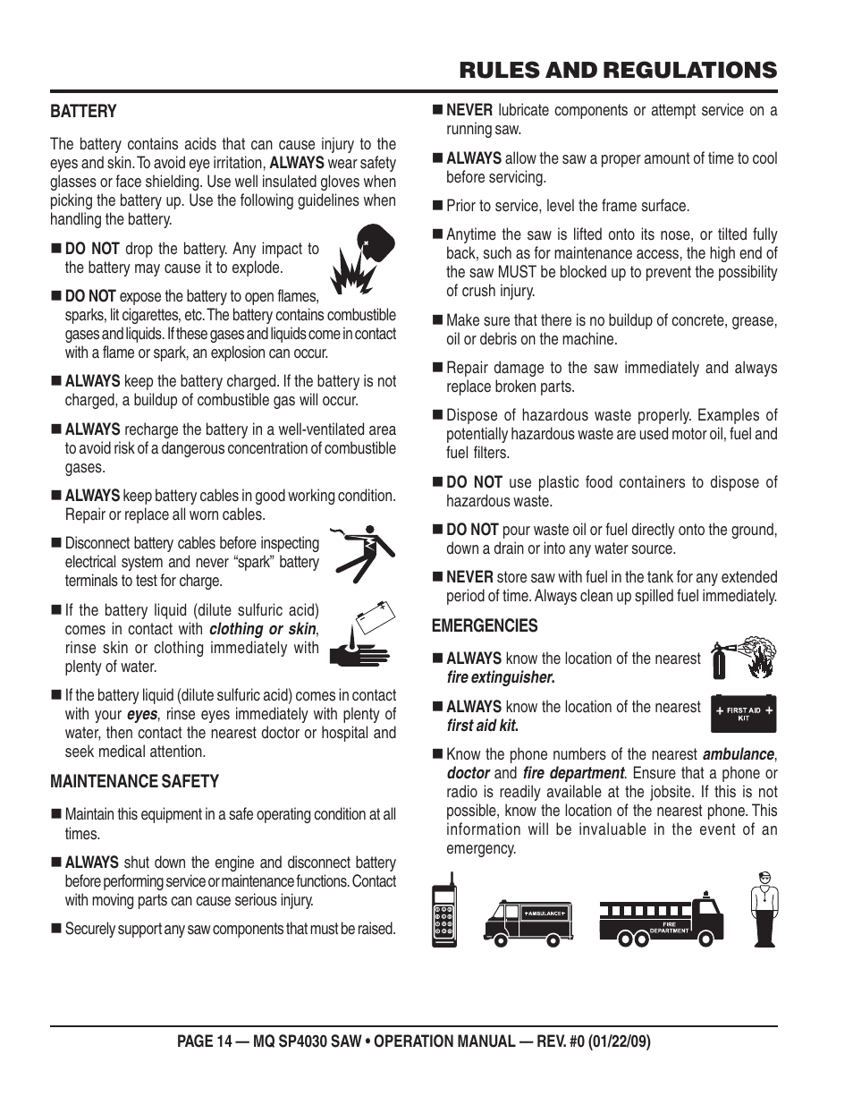 Rules and regulations | Multiquip SP403030 User Manual | Page 14 / 60