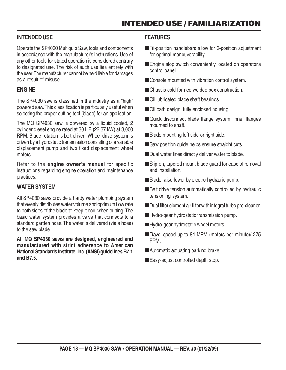 Intended use / familiarization | Multiquip SP403030 User Manual | Page 18 / 60
