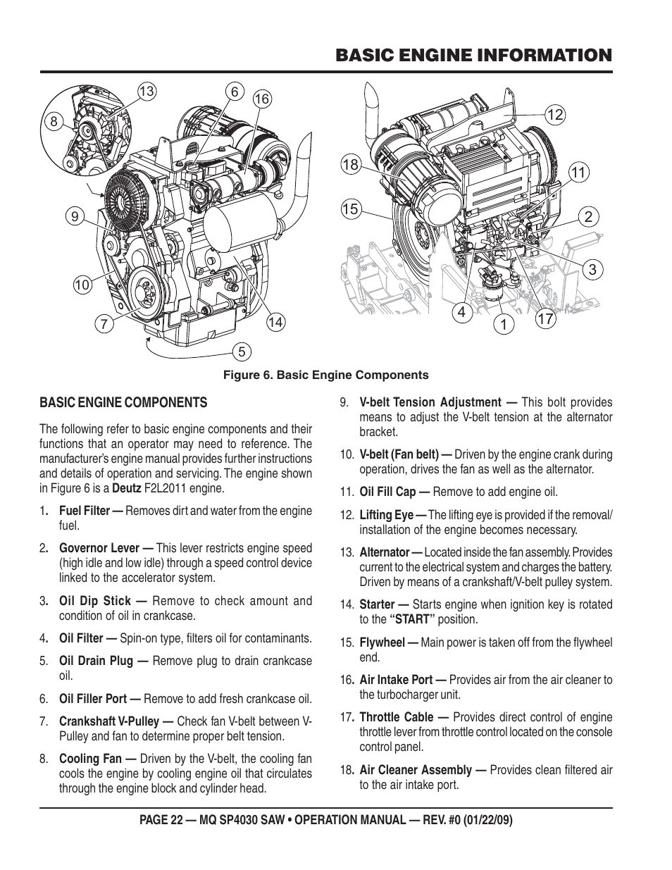 Basic engine information | Multiquip SP403030 User Manual | Page 22 / 60