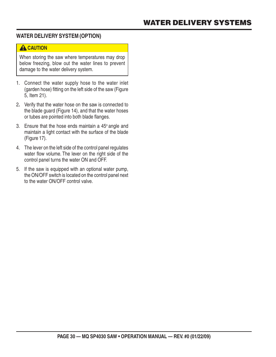 Water delivery systems | Multiquip SP403030 User Manual | Page 30 / 60