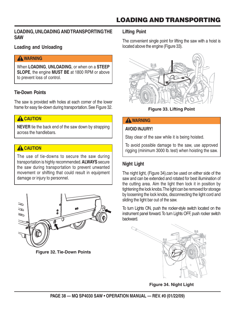 Loading and transporting | Multiquip SP403030 User Manual | Page 38 / 60