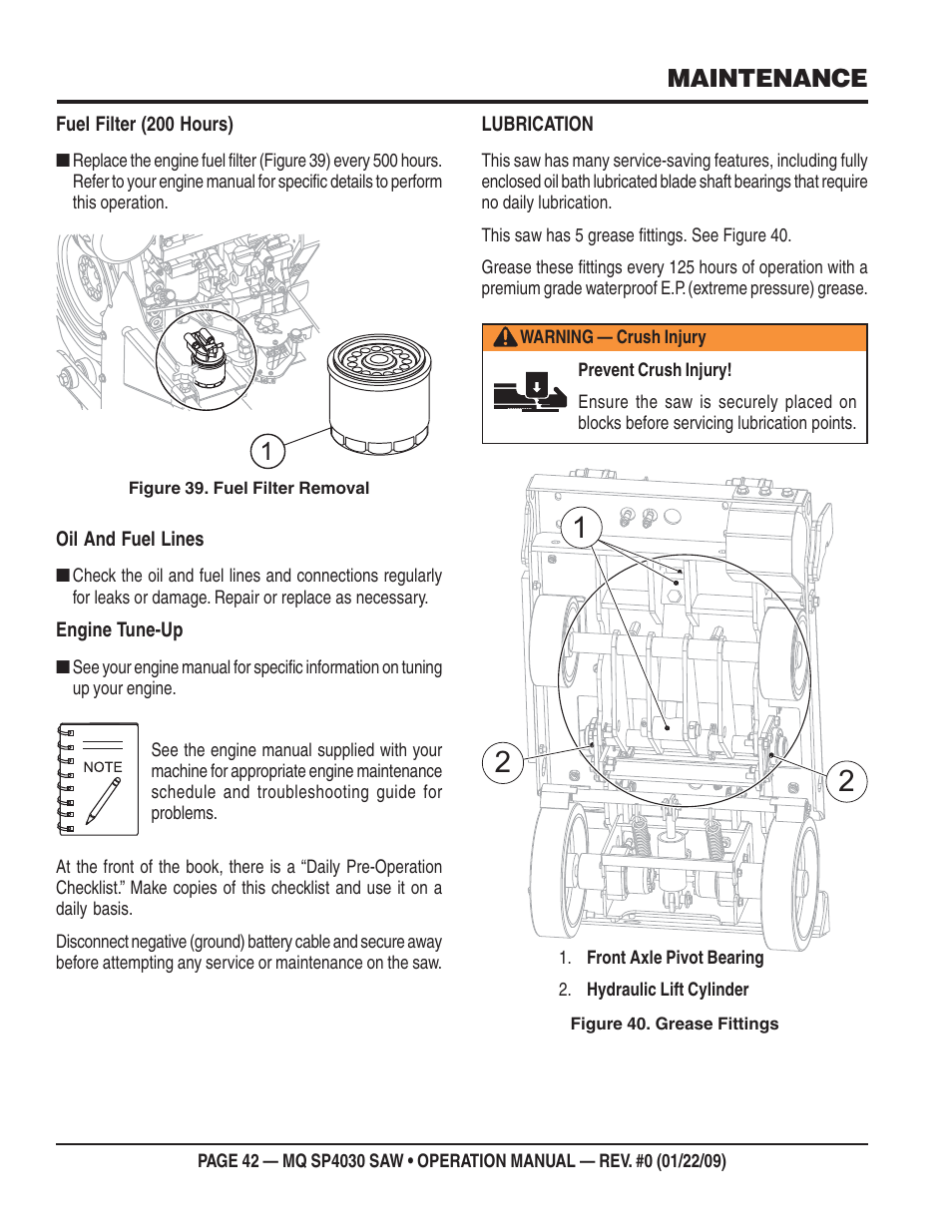 Maintenance | Multiquip SP403030 User Manual | Page 42 / 60