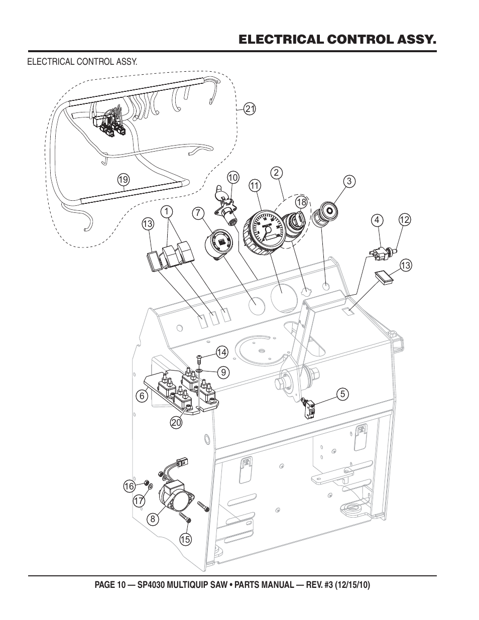 Electrical control assy | Multiquip SP403030 User Manual | Page 10 / 66