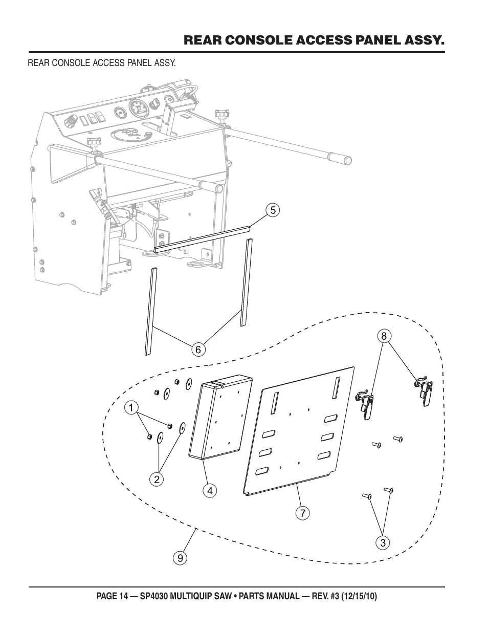 Rear console access panel assy | Multiquip SP403030 User Manual | Page 14 / 66
