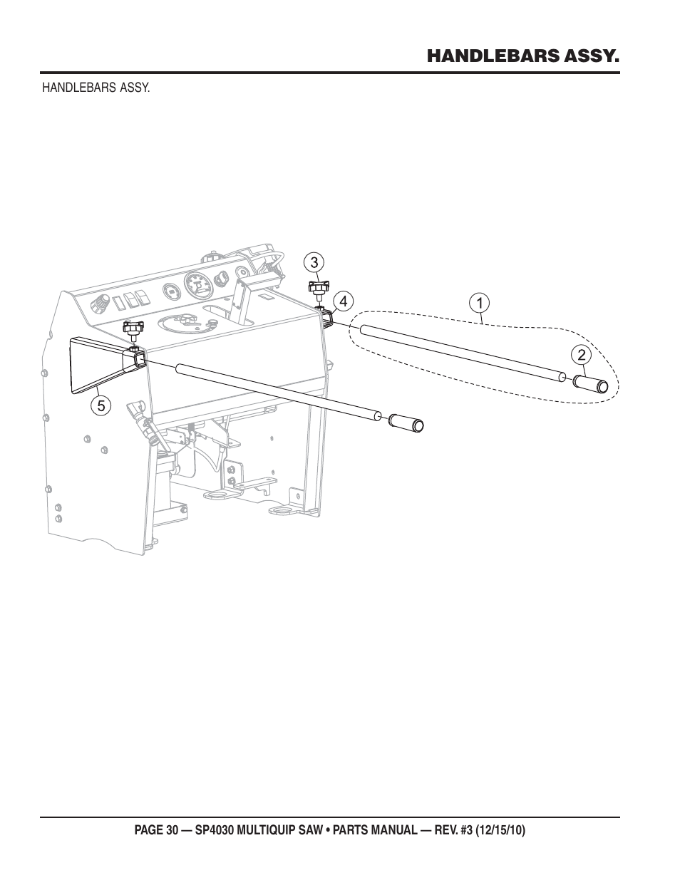 Handlebars assy | Multiquip SP403030 User Manual | Page 30 / 66