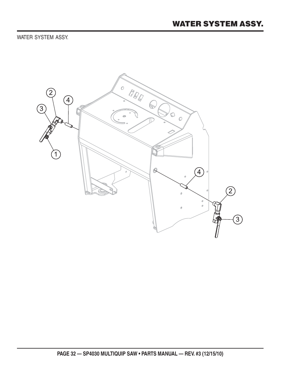 Water system assy | Multiquip SP403030 User Manual | Page 32 / 66
