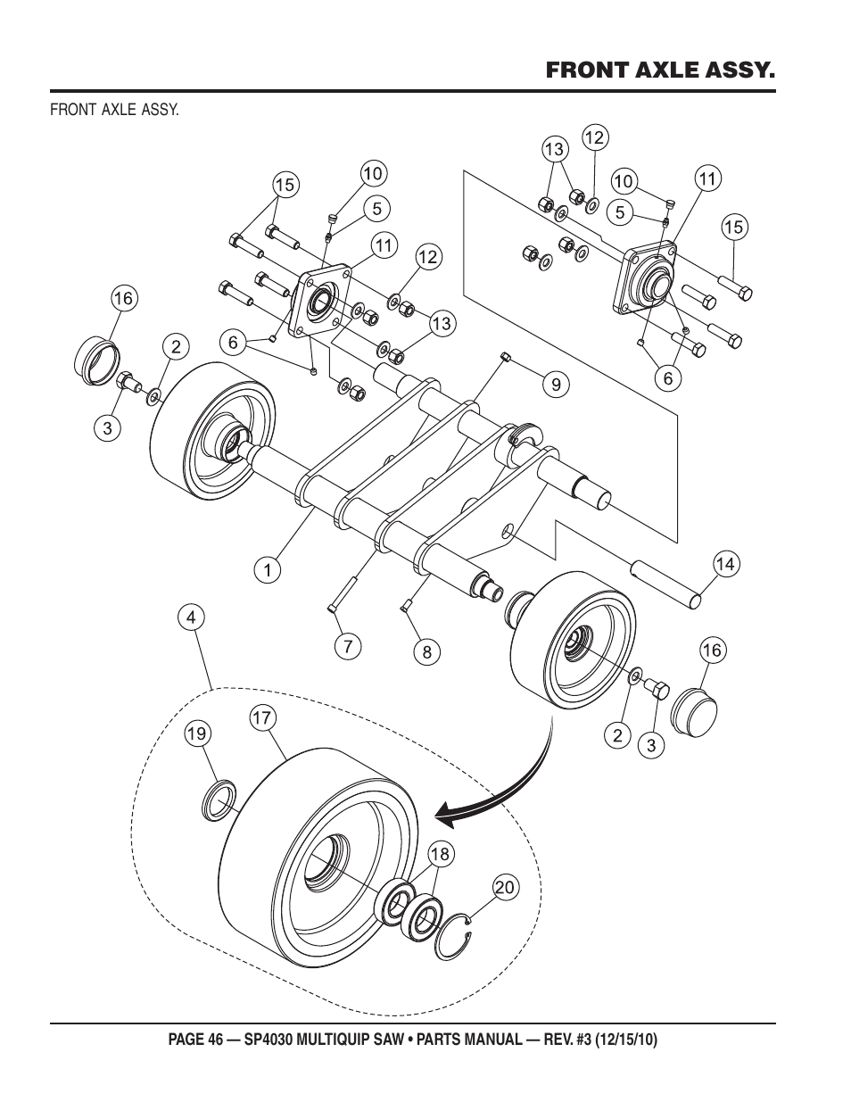 Front axle assy | Multiquip SP403030 User Manual | Page 46 / 66