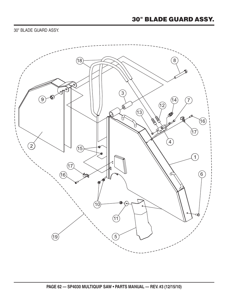 30" blade guard assy | Multiquip SP403030 User Manual | Page 62 / 66
