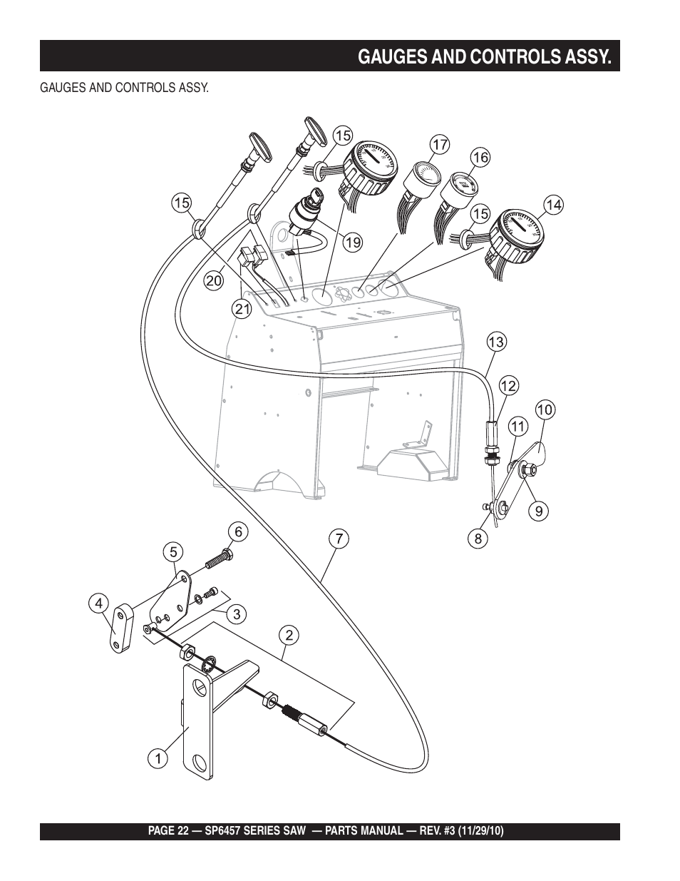 Gauges and controls assy | Multiquip SP6457 User Manual | Page 22 / 96