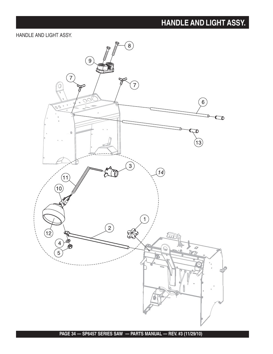 Handle and light assy | Multiquip SP6457 User Manual | Page 34 / 96