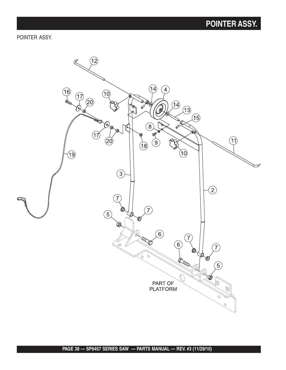 Pointer assy | Multiquip SP6457 User Manual | Page 38 / 96