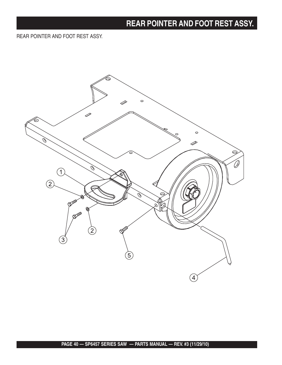 Rear pointer and foot rest assy | Multiquip SP6457 User Manual | Page 40 / 96