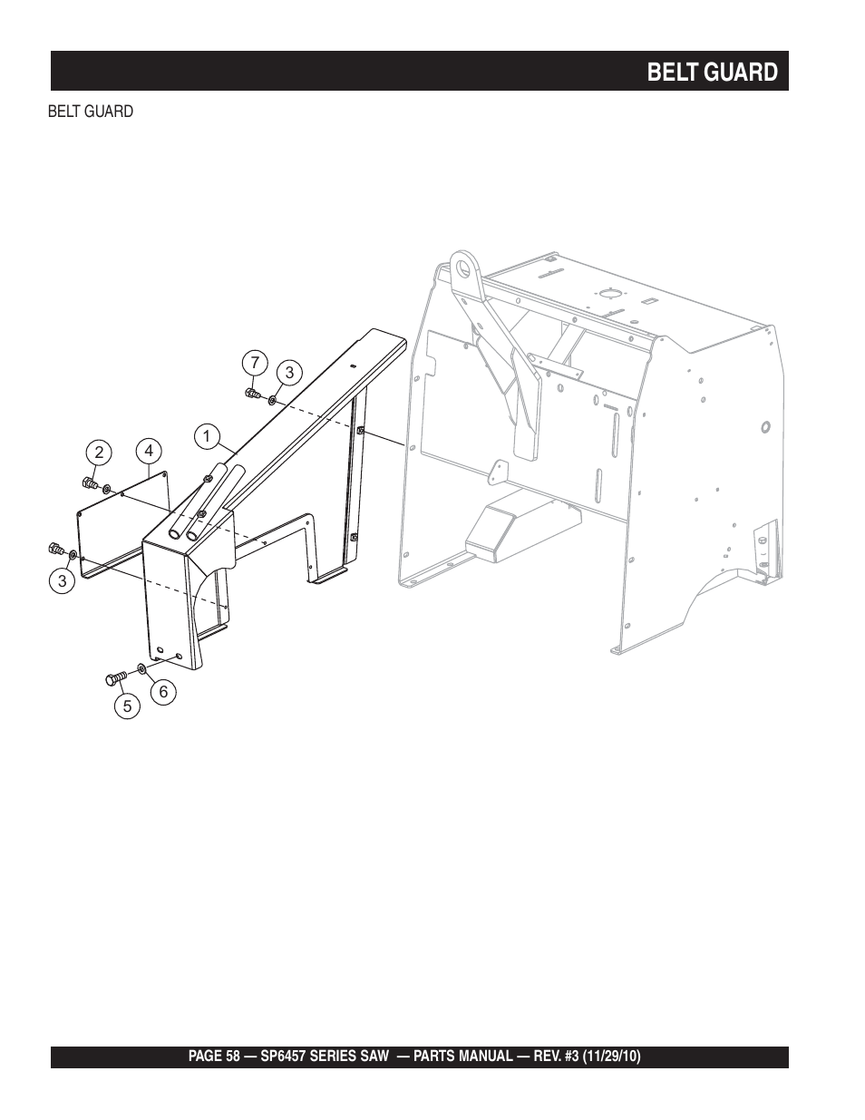 Belt guard | Multiquip SP6457 User Manual | Page 58 / 96