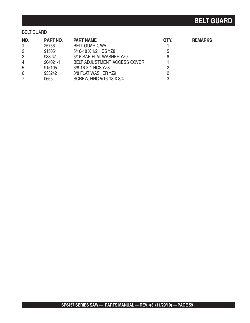 Belt guard | Multiquip SP6457 User Manual | Page 59 / 96