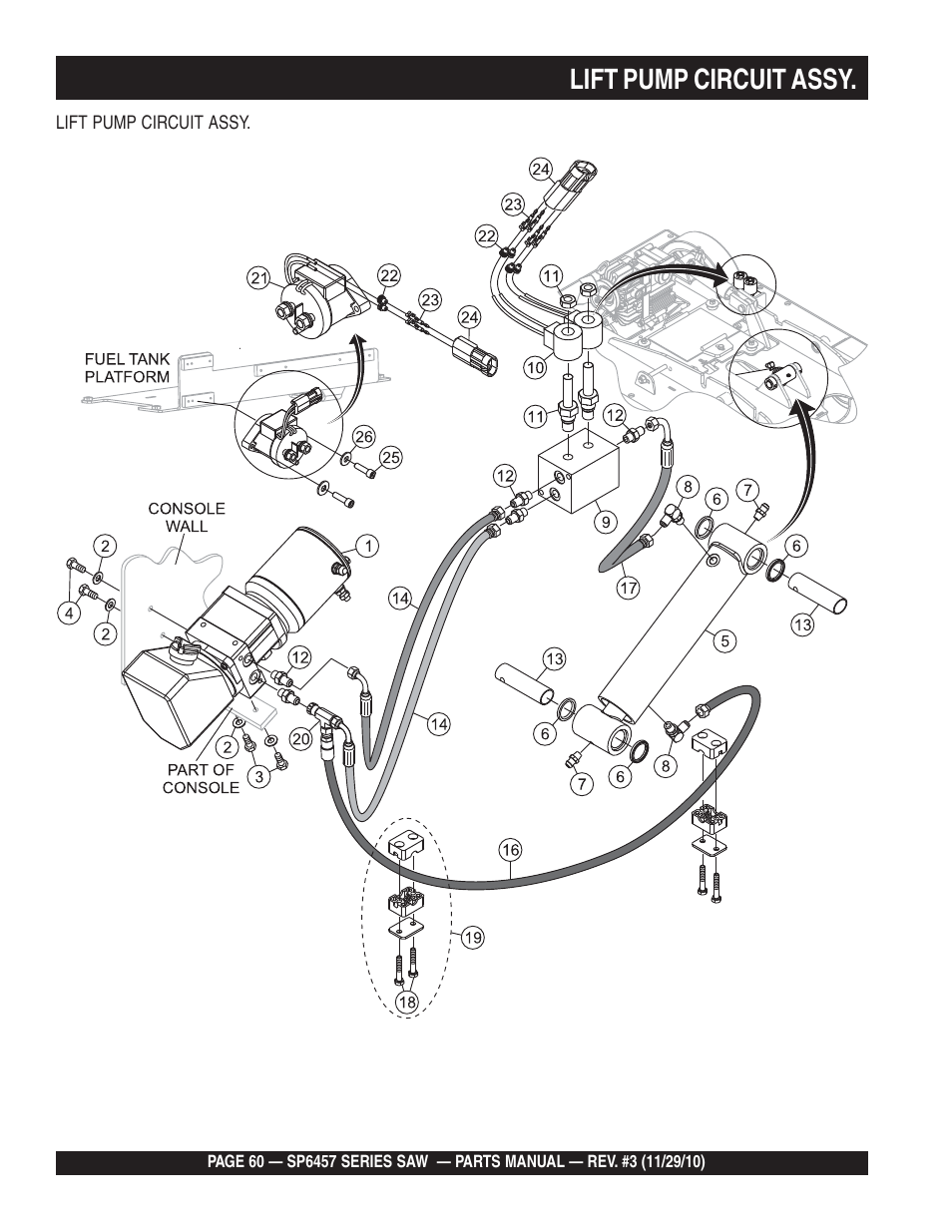 Lift pump circuit assy | Multiquip SP6457 User Manual | Page 60 / 96