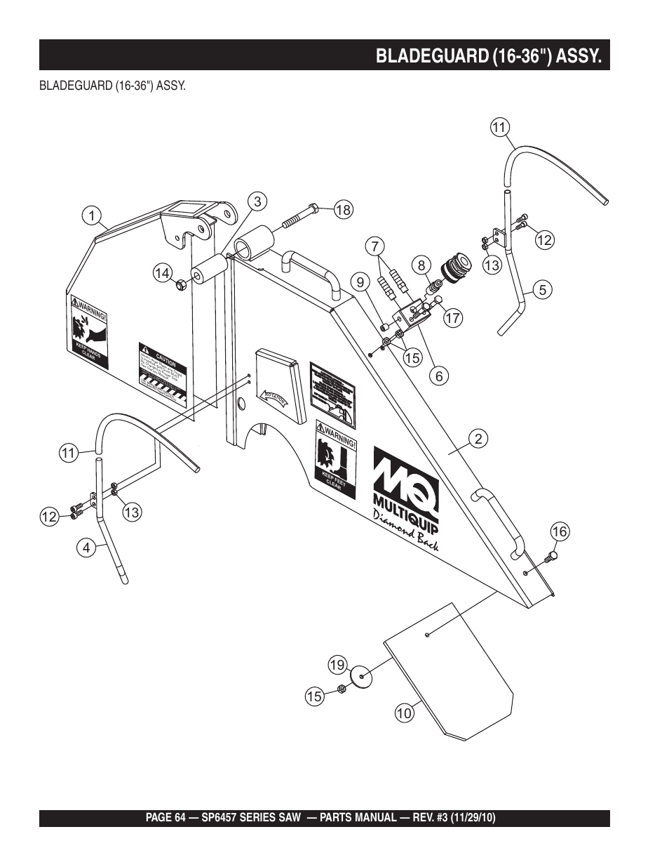 Bladeguard (16-36") assy | Multiquip SP6457 User Manual | Page 64 / 96