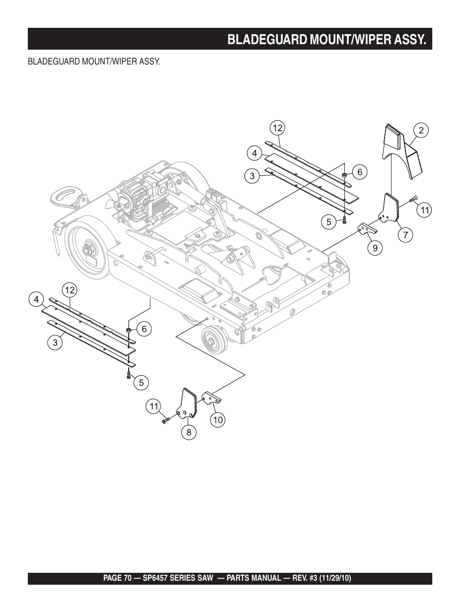 Bladeguard mount/wiper assy | Multiquip SP6457 User Manual | Page 70 / 96