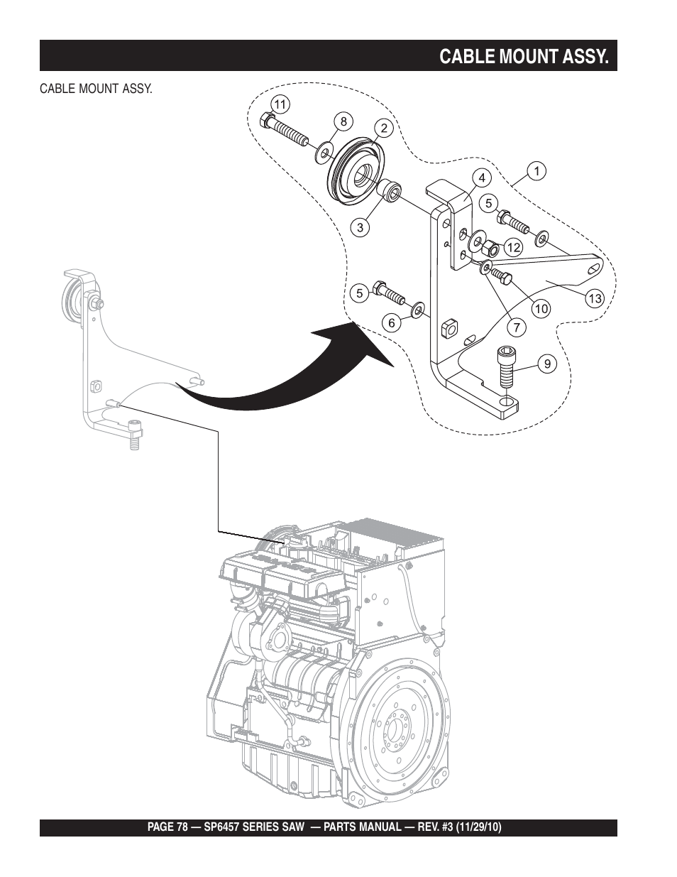 Cable mount assy | Multiquip SP6457 User Manual | Page 78 / 96