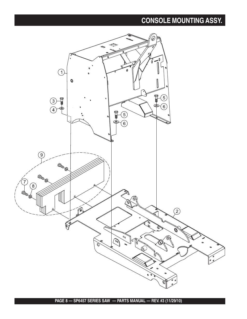 Console mounting assy | Multiquip SP6457 User Manual | Page 8 / 96
