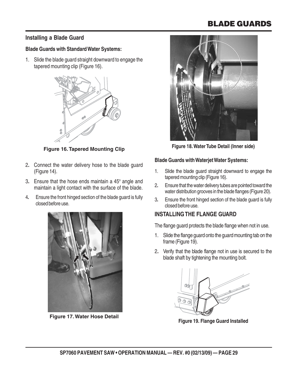 Blade guards | Multiquip SP706016 User Manual | Page 29 / 64