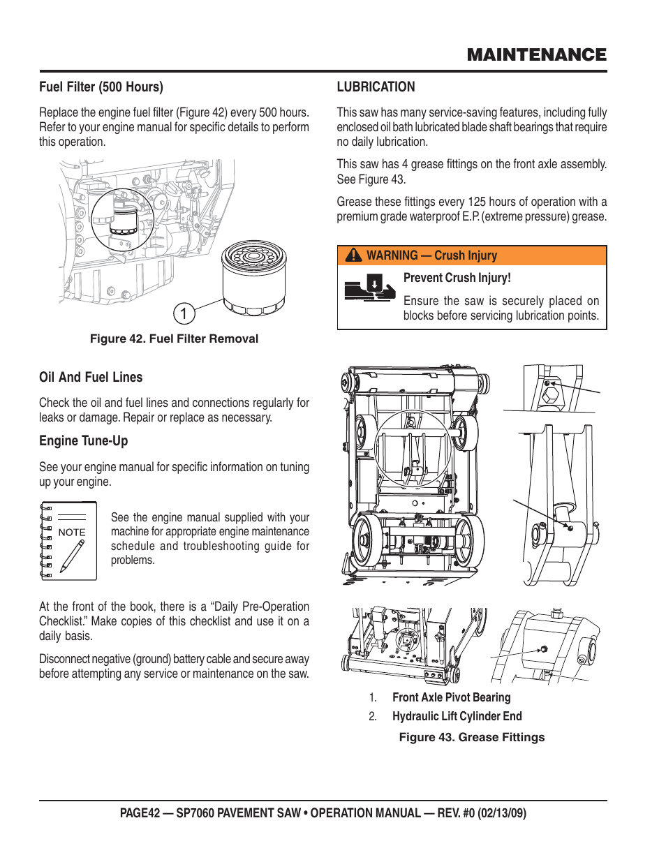 Maintenance | Multiquip SP706016 User Manual | Page 42 / 64