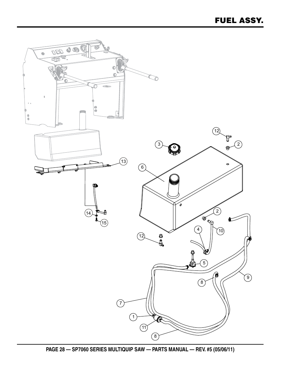 Fuel assy | Multiquip SP706016 User Manual | Page 28 / 82