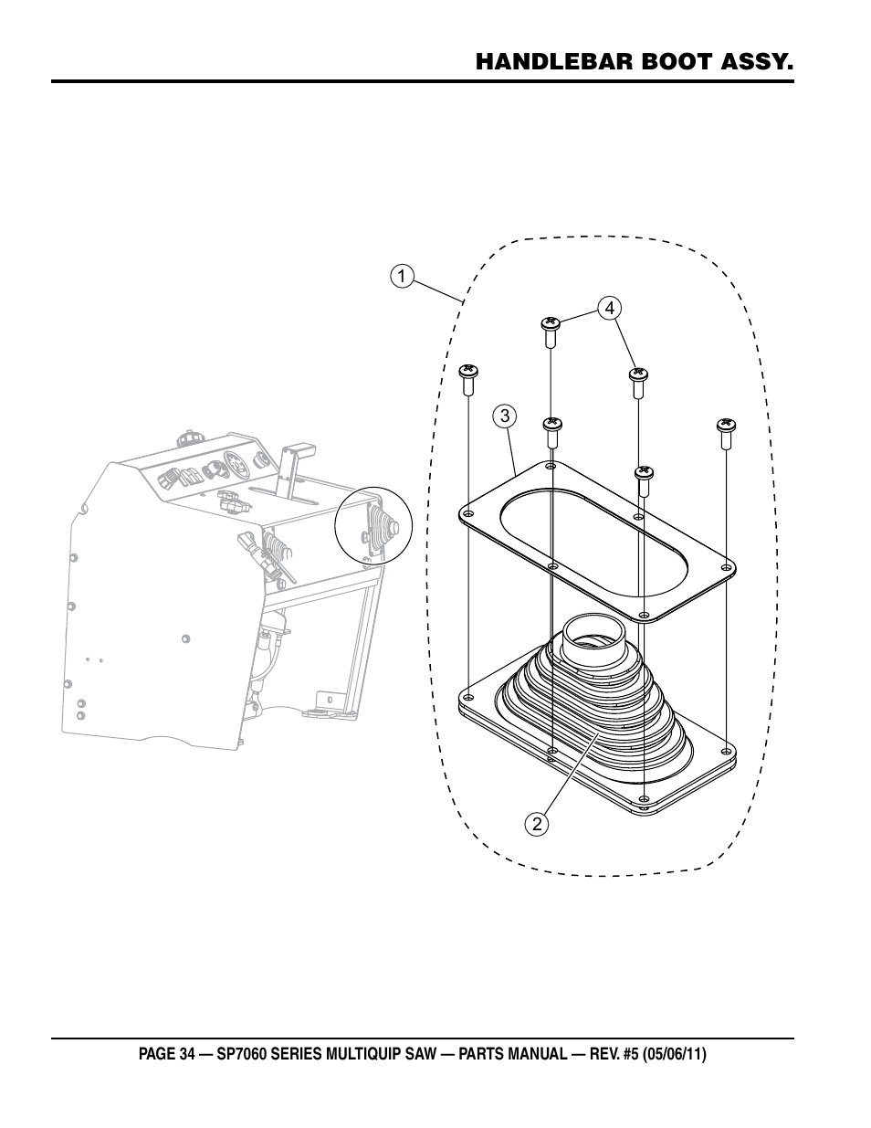 Handlebar boot assy | Multiquip SP706016 User Manual | Page 34 / 82