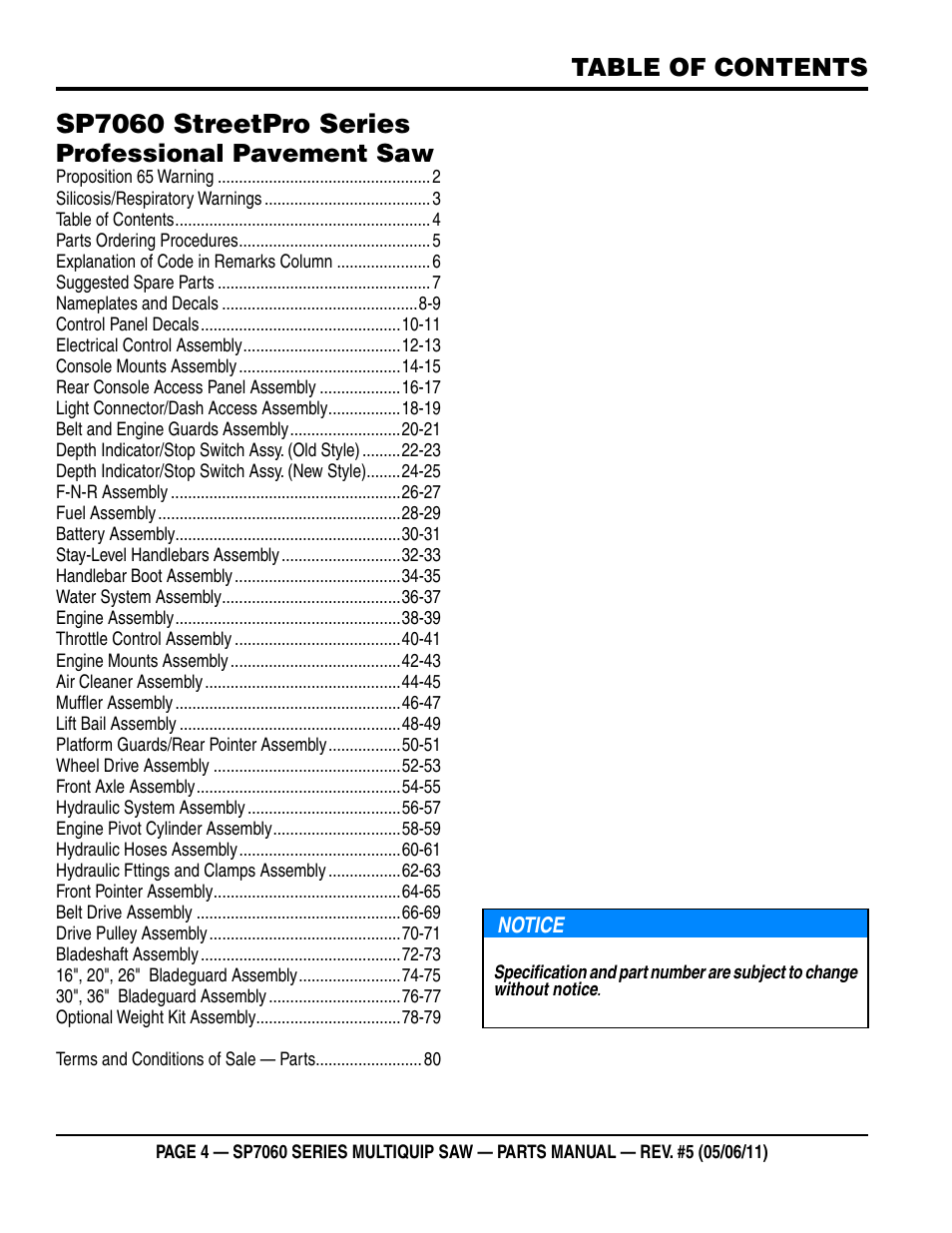 Multiquip SP706016 User Manual | Page 4 / 82