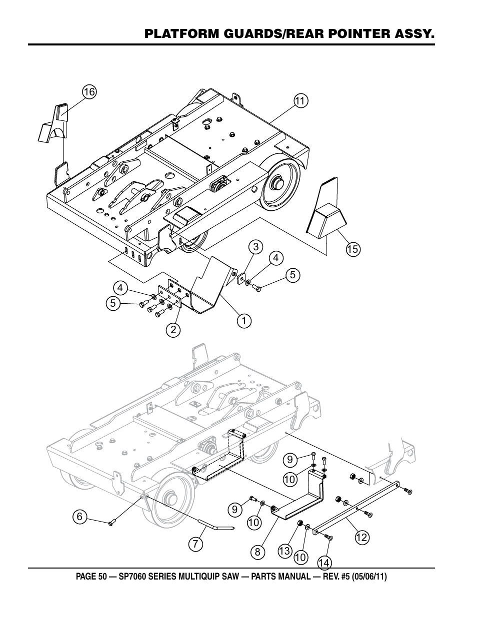 Platform guards/rear pointer assy | Multiquip SP706016 User Manual | Page 50 / 82